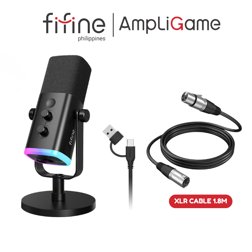 FIFINE AmpliGame AM8 USB/XLR Dynamic Microphone with RGB