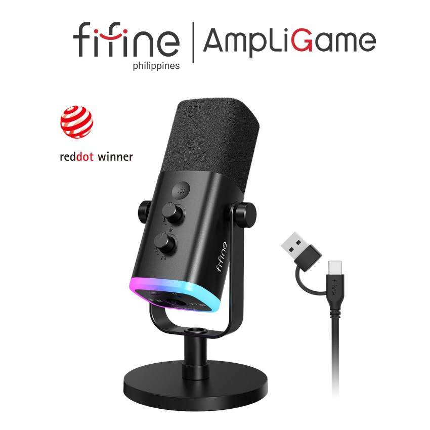 FIFINE AmpliGame AM8 USB/XLR Dynamic Microphone with RGB