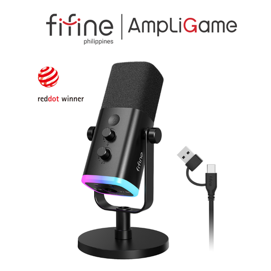 FIFINE AmpliGame AM8 USB/XLR Dynamic Microphone with RGB